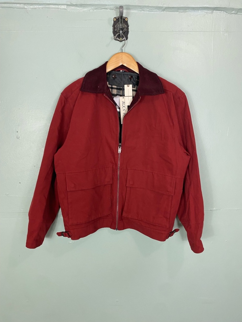 Alex Mill Alison Utility Jacket Red Corduroy Collar Anthropologie Small - Picture 2 of 7
